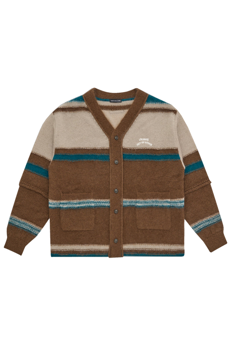 STRIPED KNIT MOHAIR CARDIGAN
