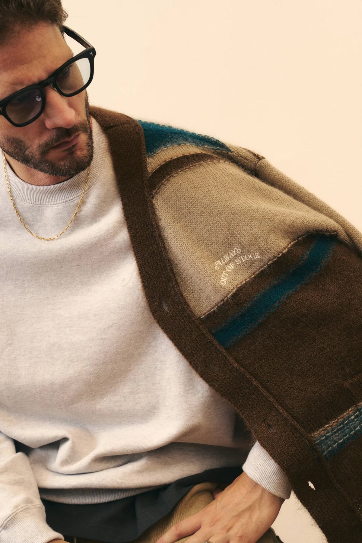 STRIPED KNIT MOHAIR CARDIGAN
