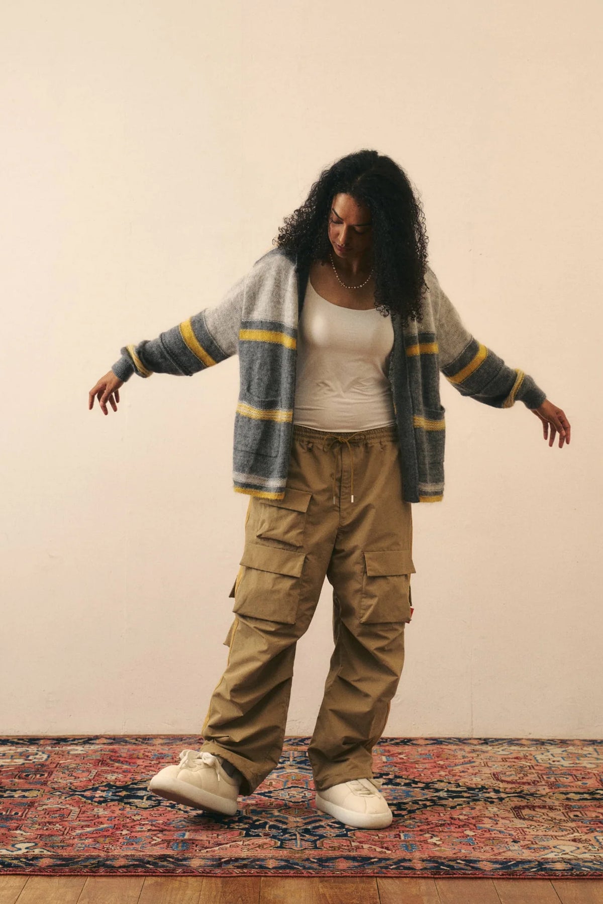 STRIPED KNIT MOHAIR CARDIGAN