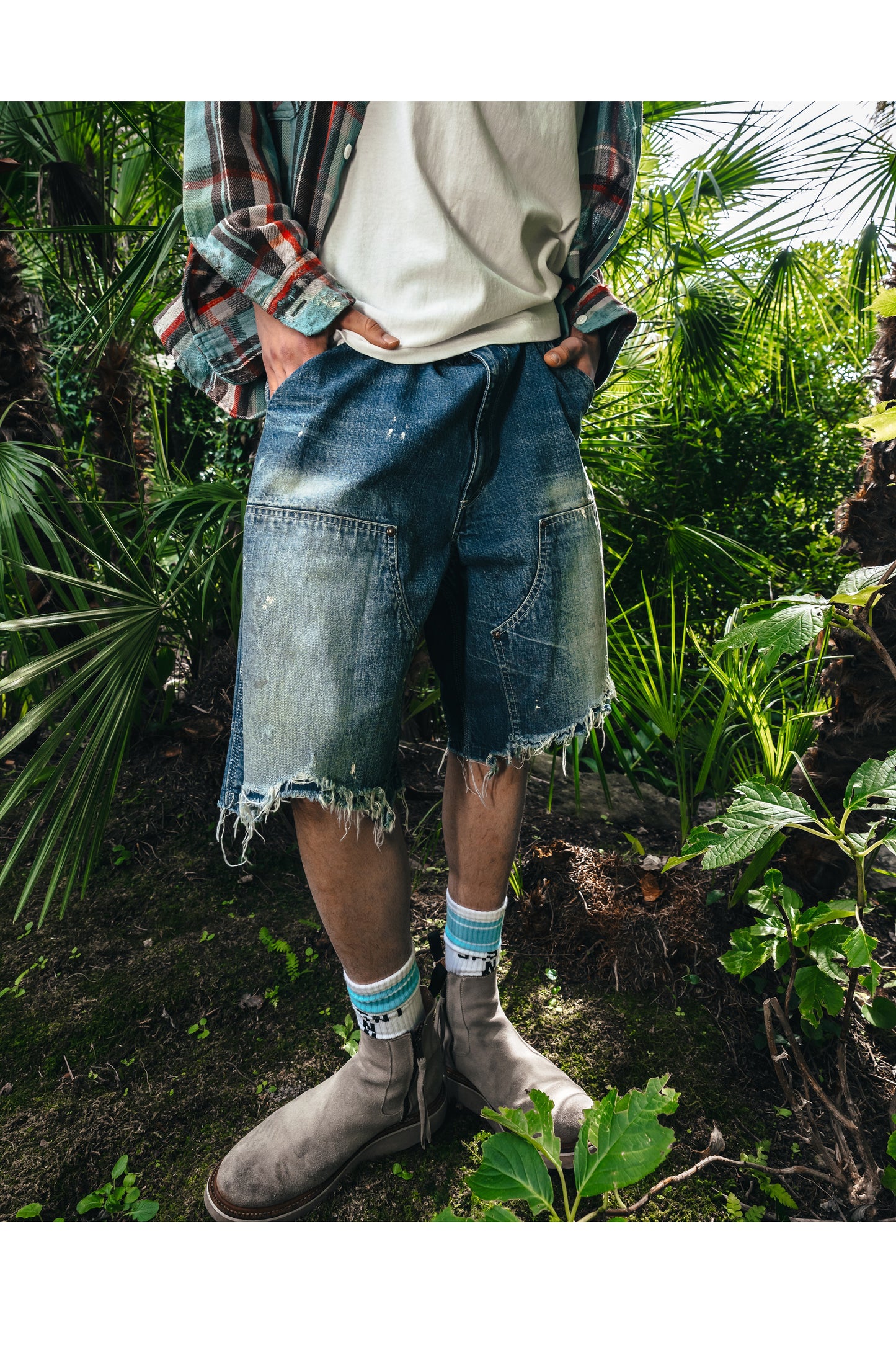 DOUBLE KNEE SHORTS/BLUE
