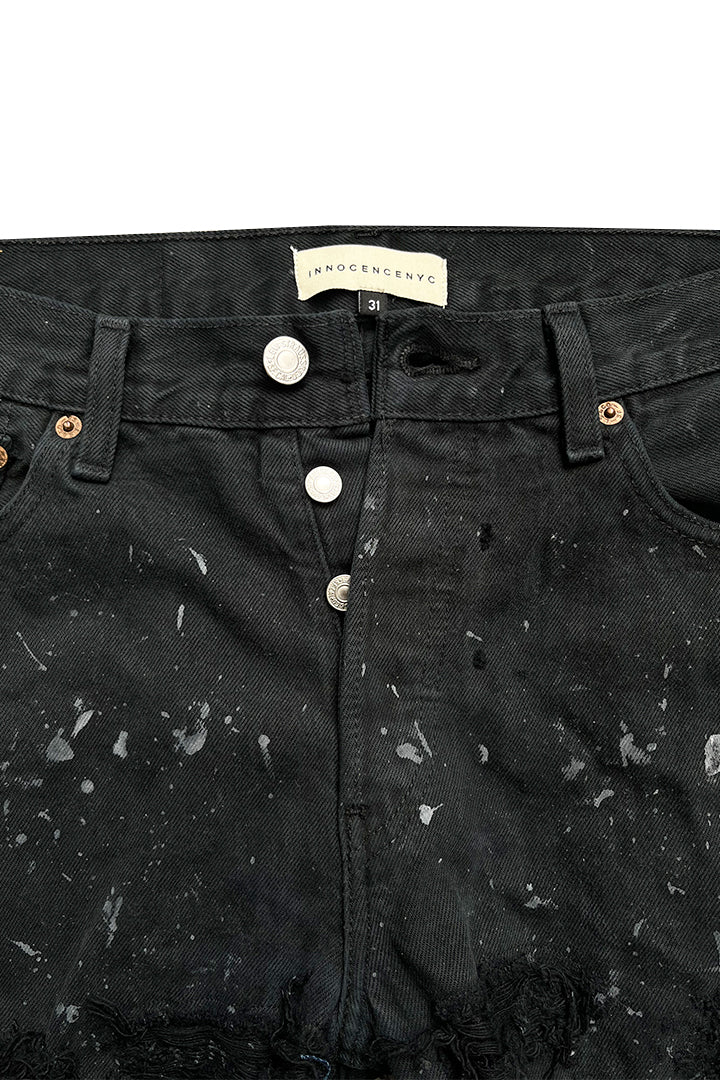 DESTROY LEATHER DENIM PANTS