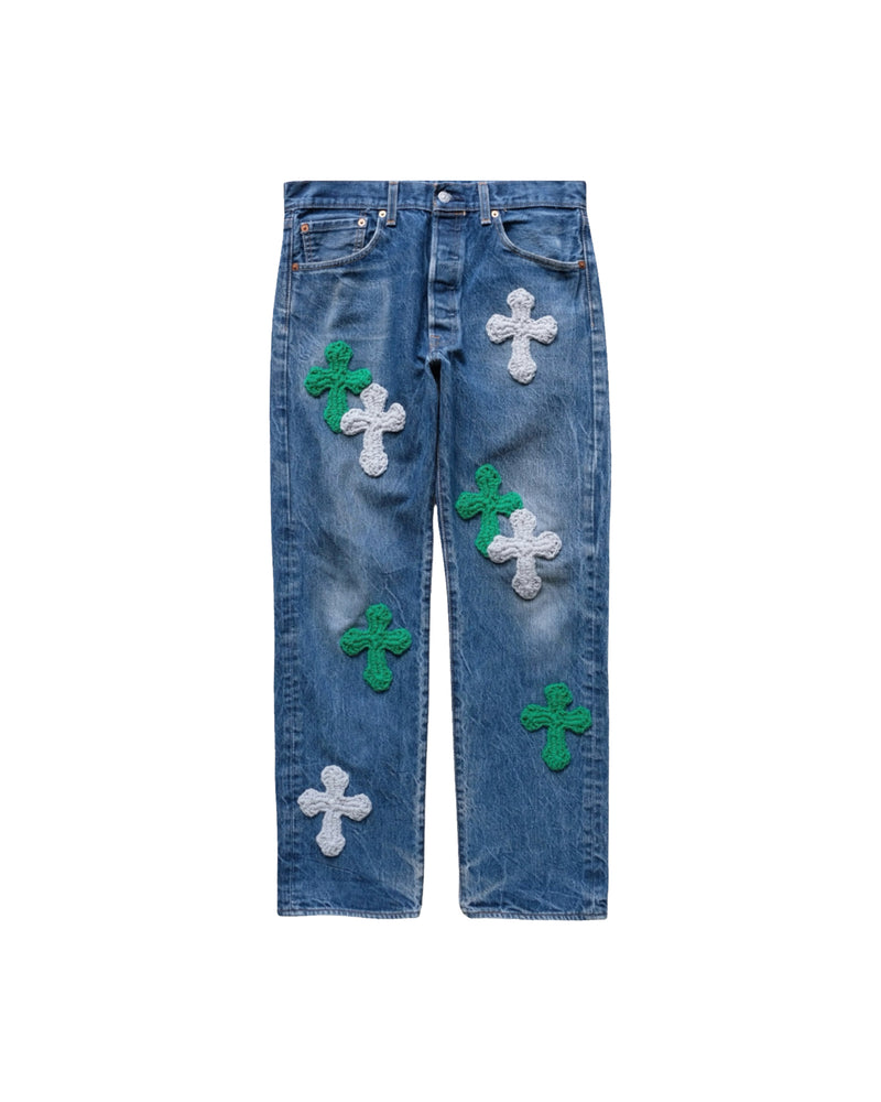 3D cross knit Denim