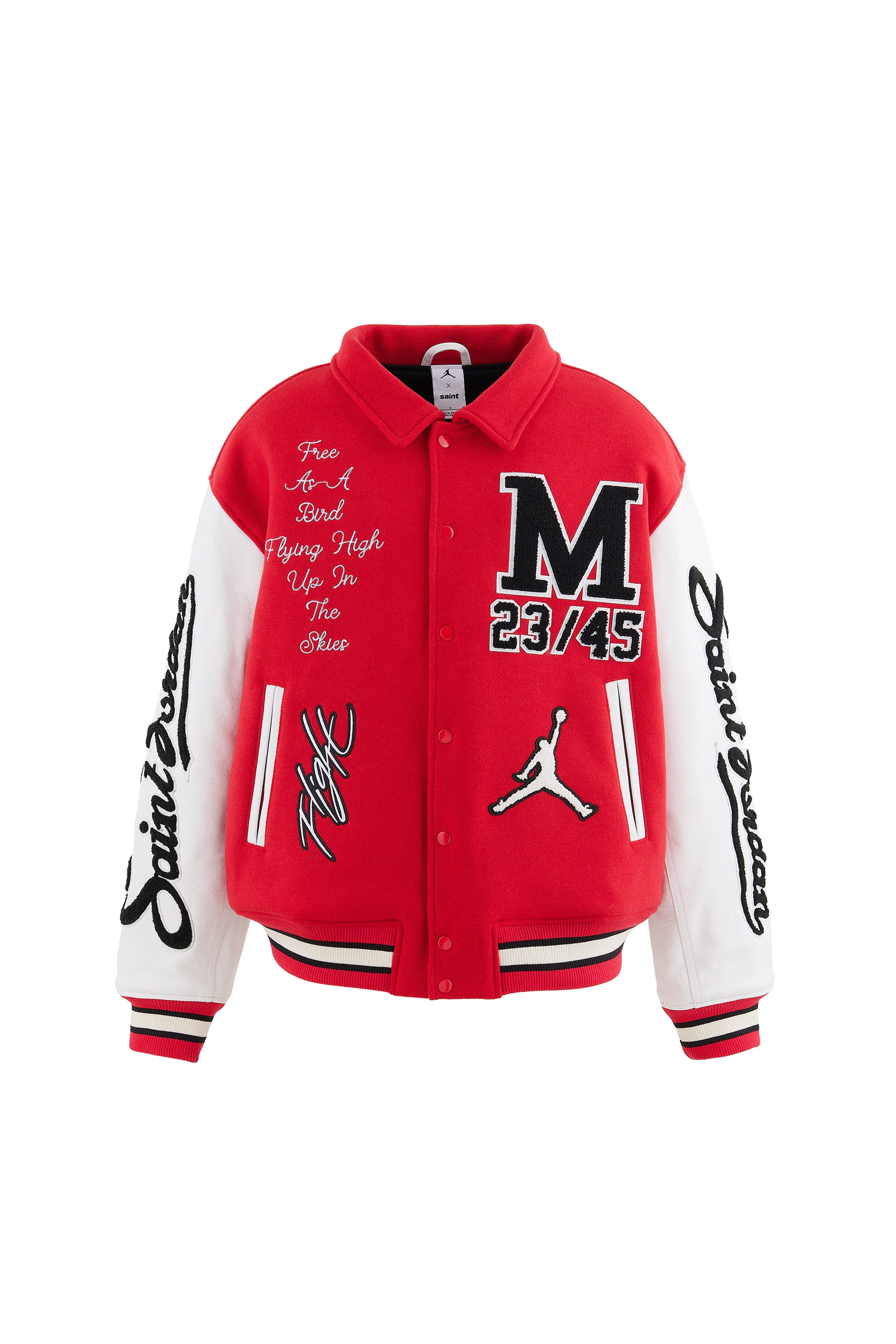 Saint Mxxxxxx (セントマイケル)/M J SM VARSITY JKT/REDxWHT│正規
