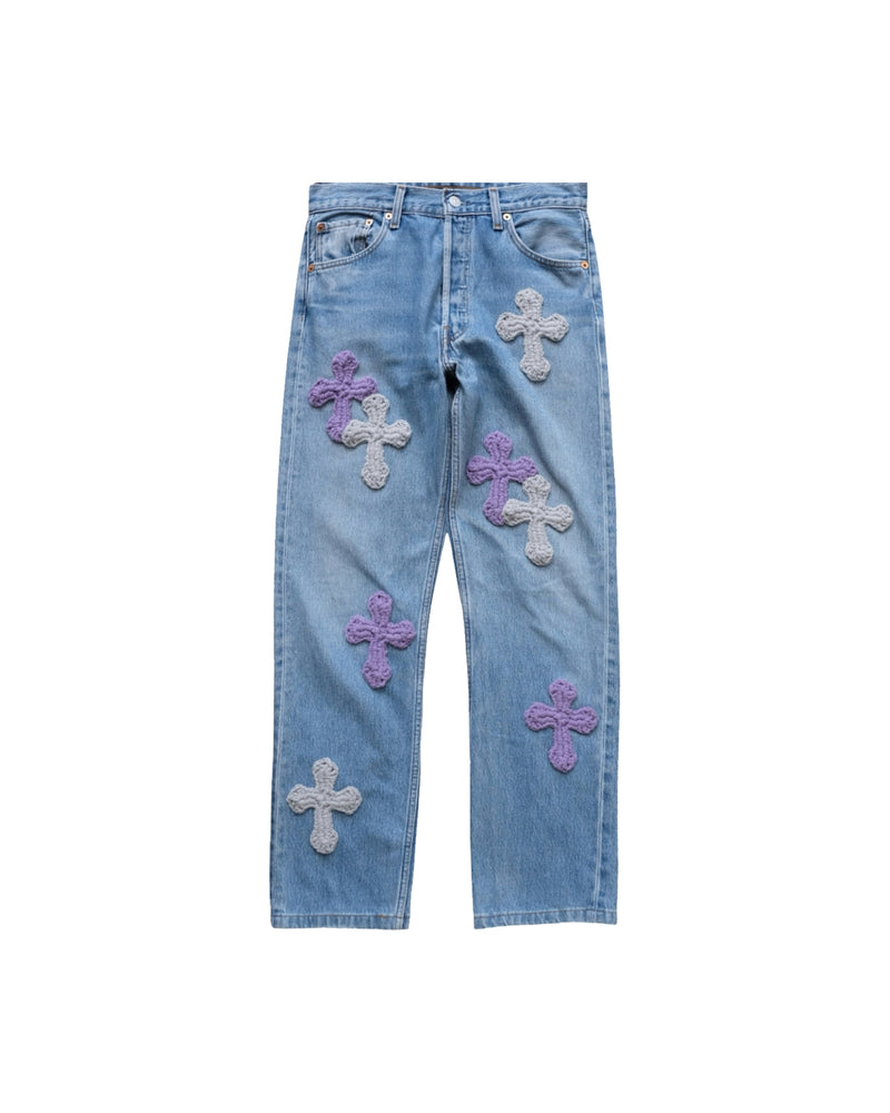 3D cross knit Denim
