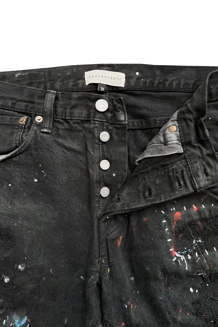STITCH PAINT BLACK PANTS