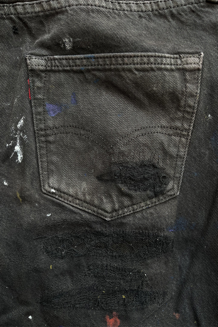 STITCH PAINT BLACK PANTS