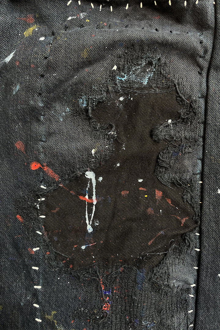 STITCH PAINT BLACK PANTS