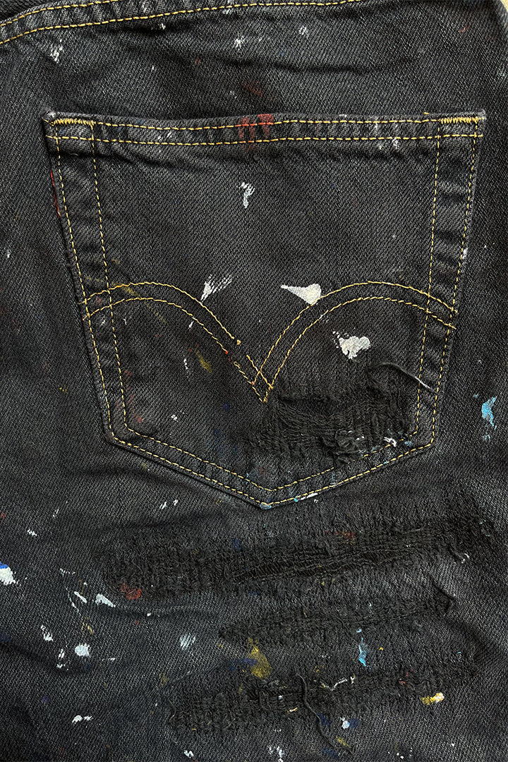STITCH PAINT BLACK PANTS