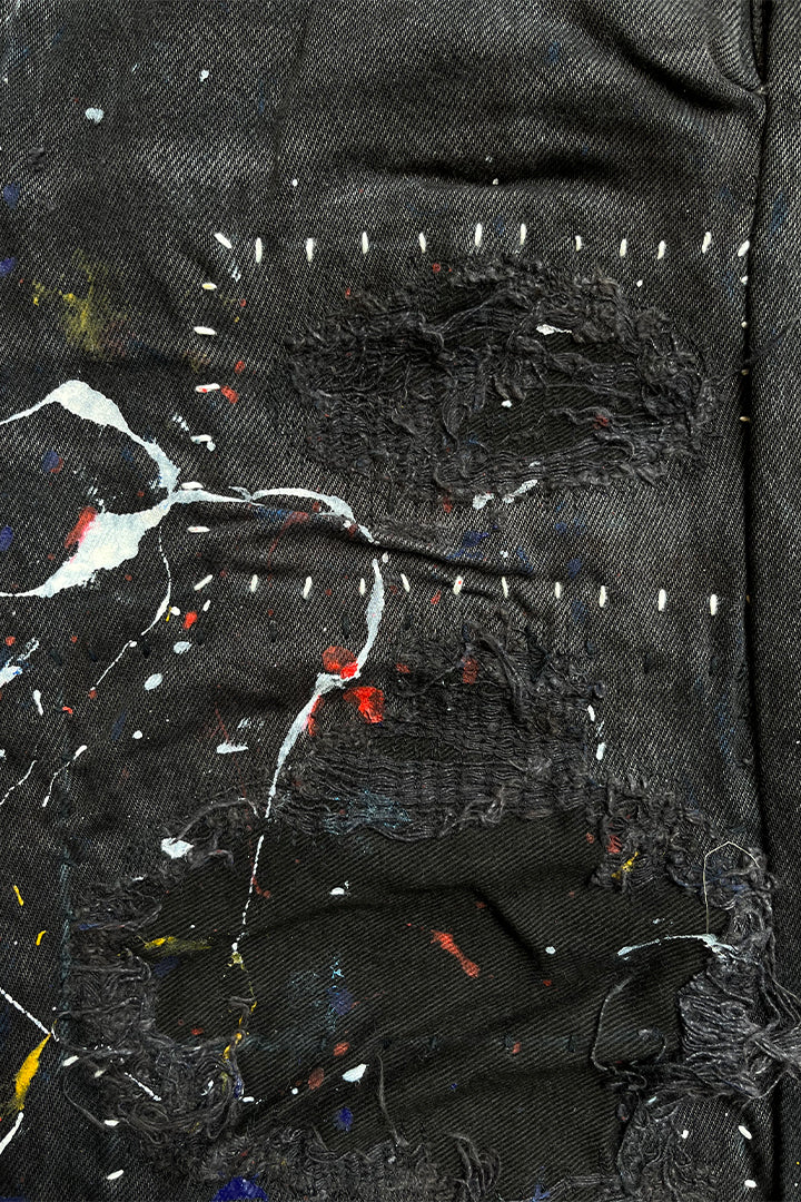 STITCH PAINT BLACK PANTS