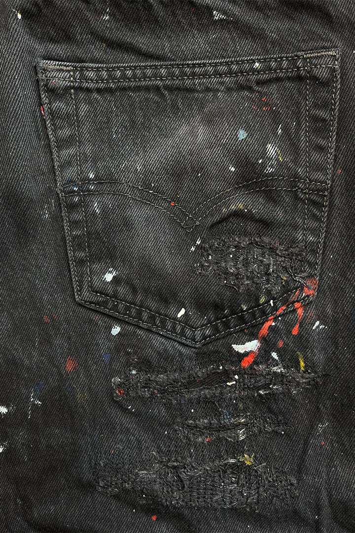 STITCH PAINT BLACK PANTS