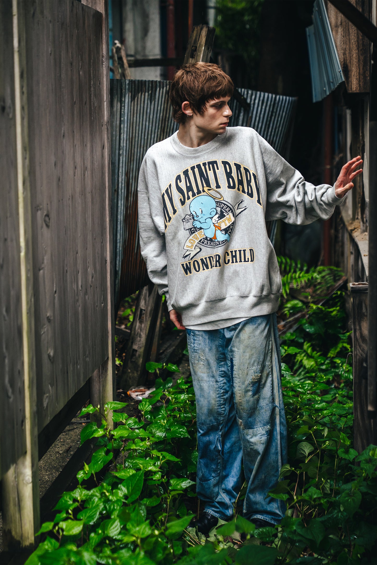 CRW NECK SWT/ BABY MICAHEL/GRY