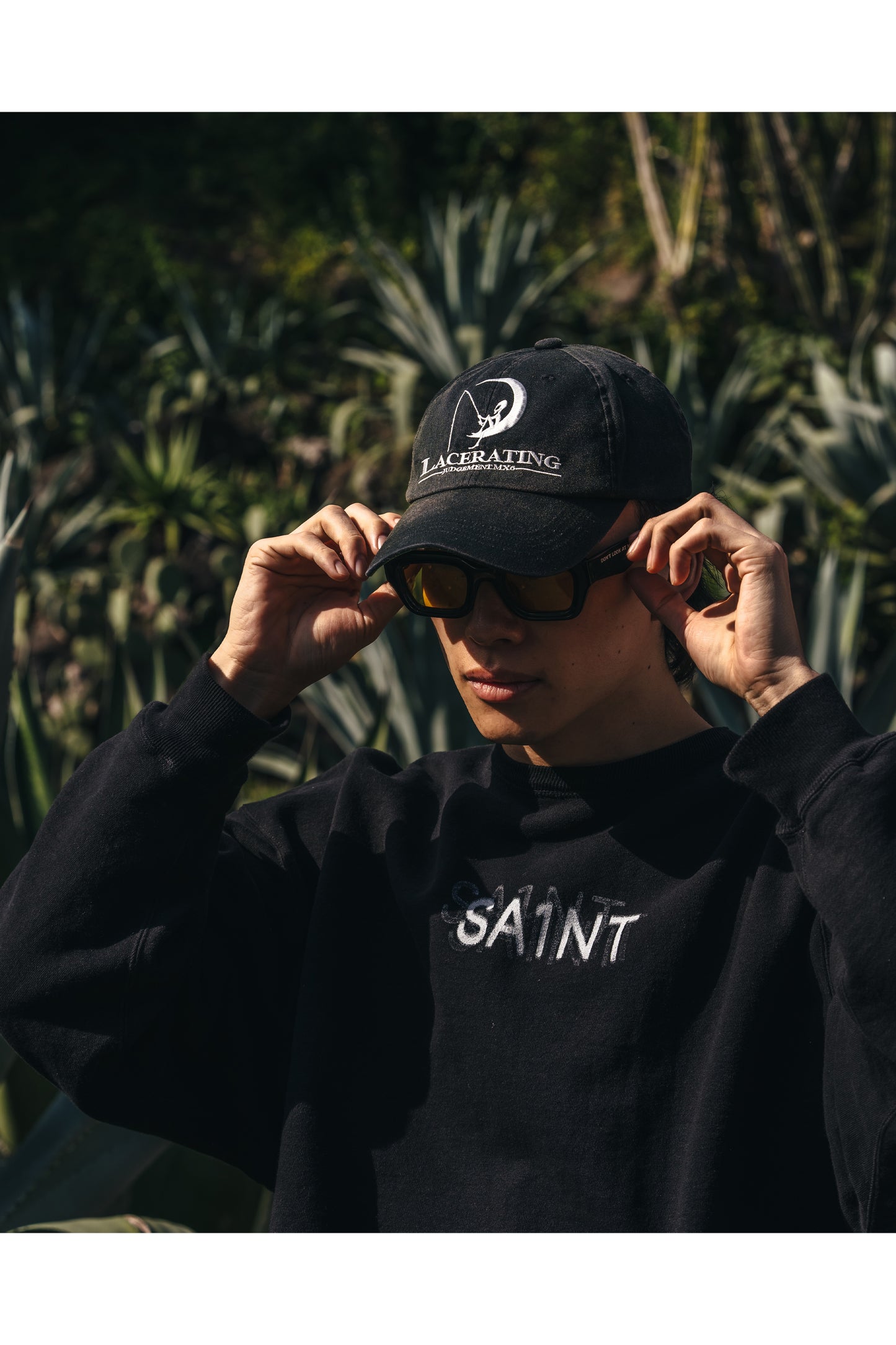 6PANEL CAP/LACERATING/BLACK