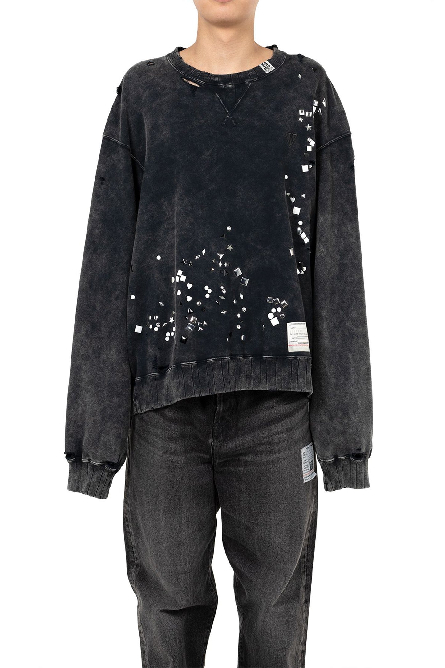 EMBELLISHED BLEACHED PULLOVER