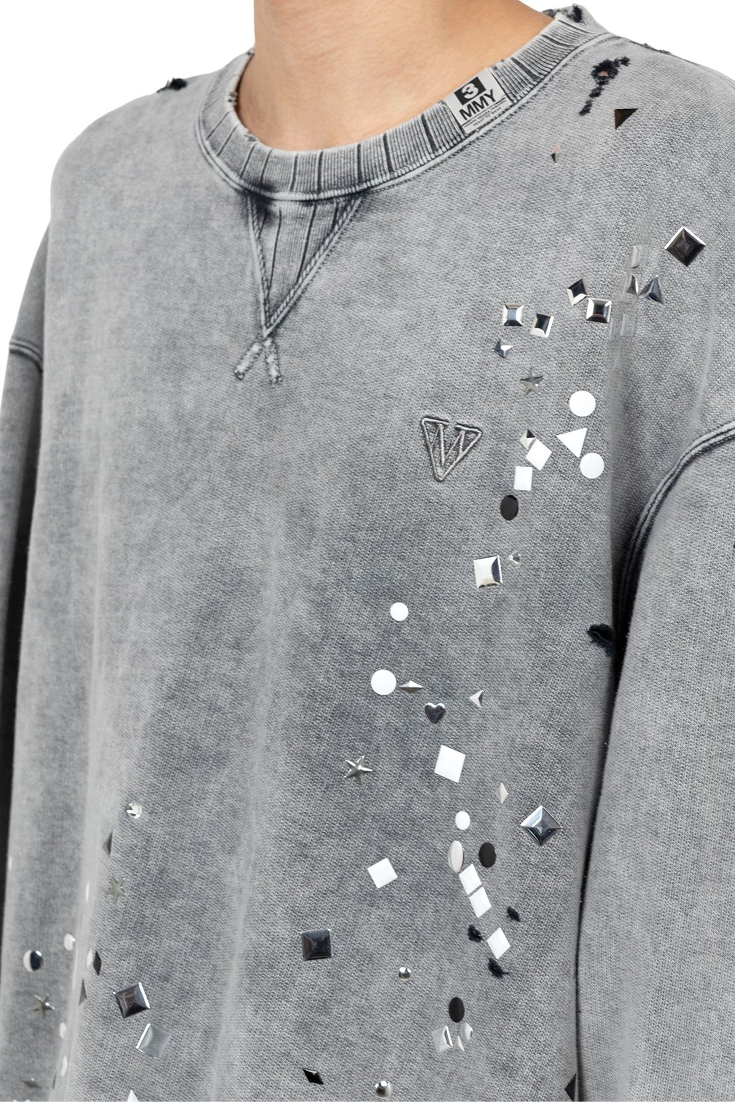 EMBELLISHED BLEACHED PULLOVER