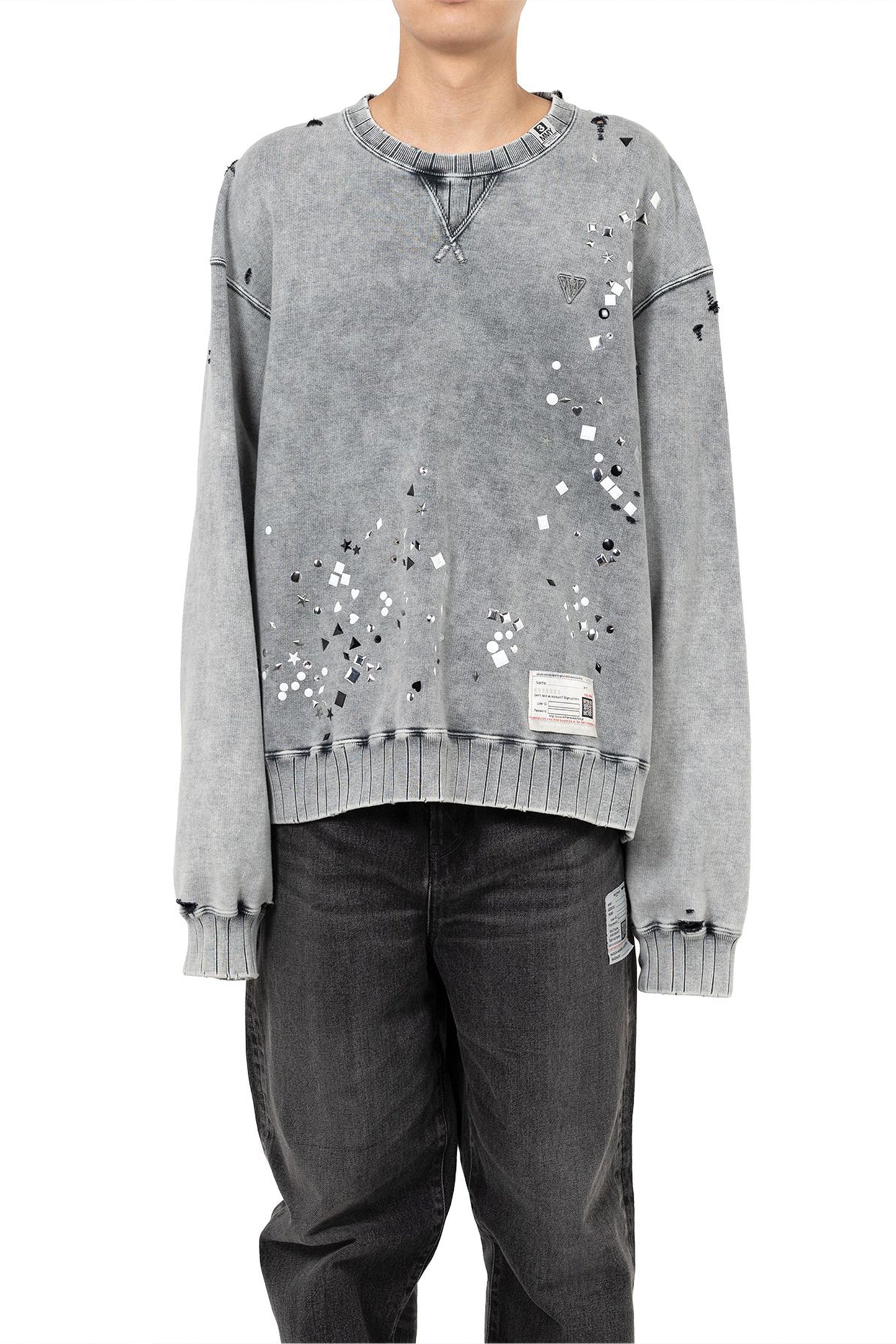 EMBELLISHED BLEACHED PULLOVER