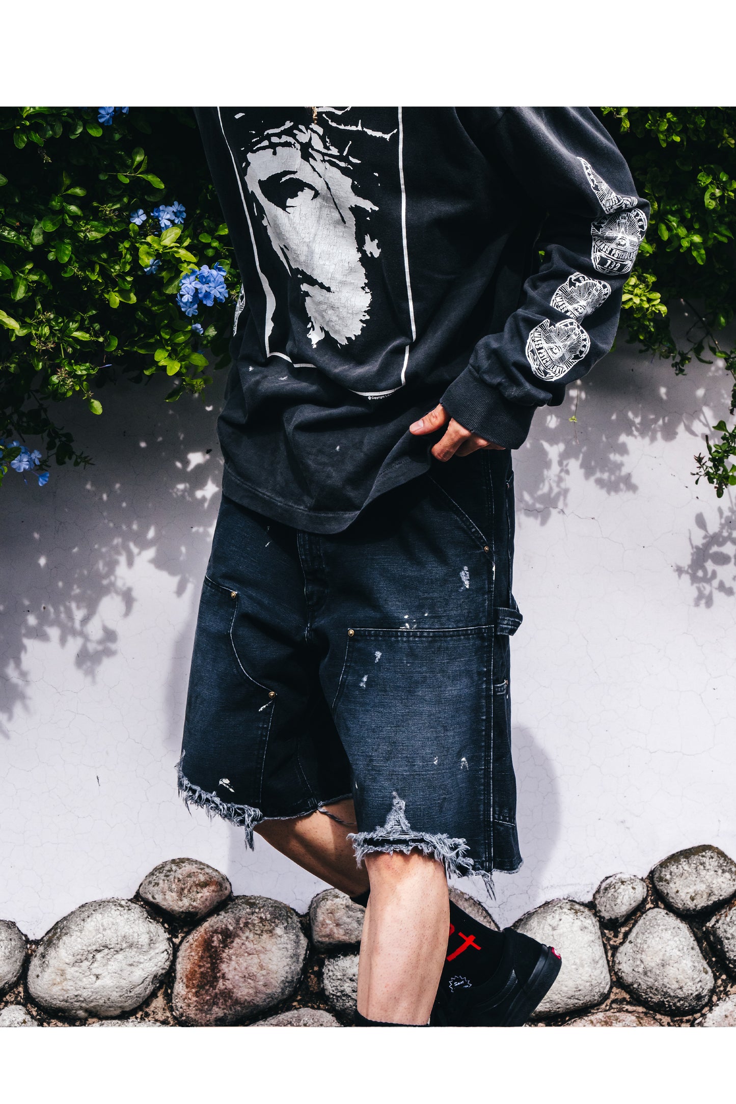 DOUBLE KNEE SHORTS/BLACK