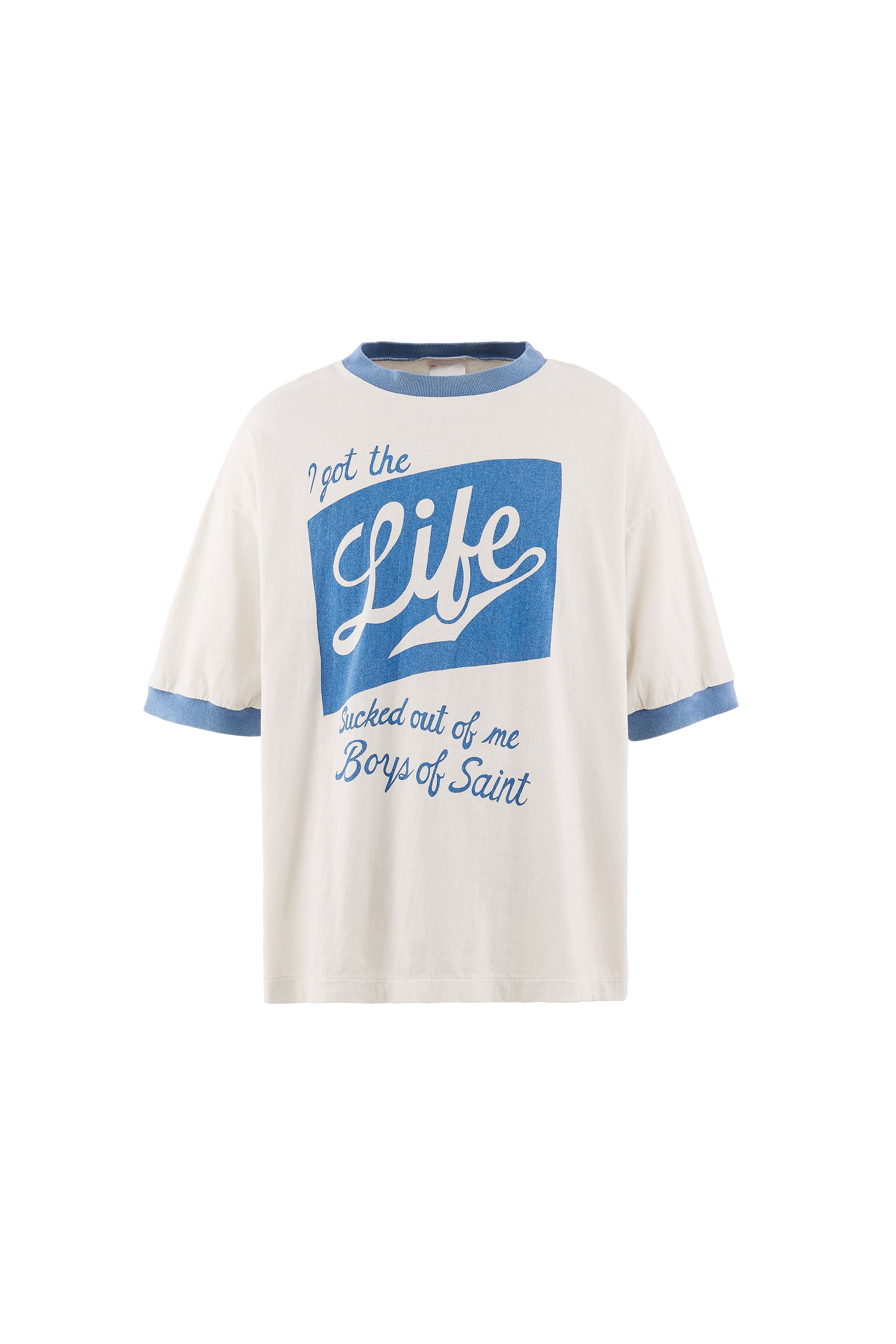 Saint Mxxxxxx (セントマイケル)/BOS_SS T-SHIRT/RINGER TEE/WHITE