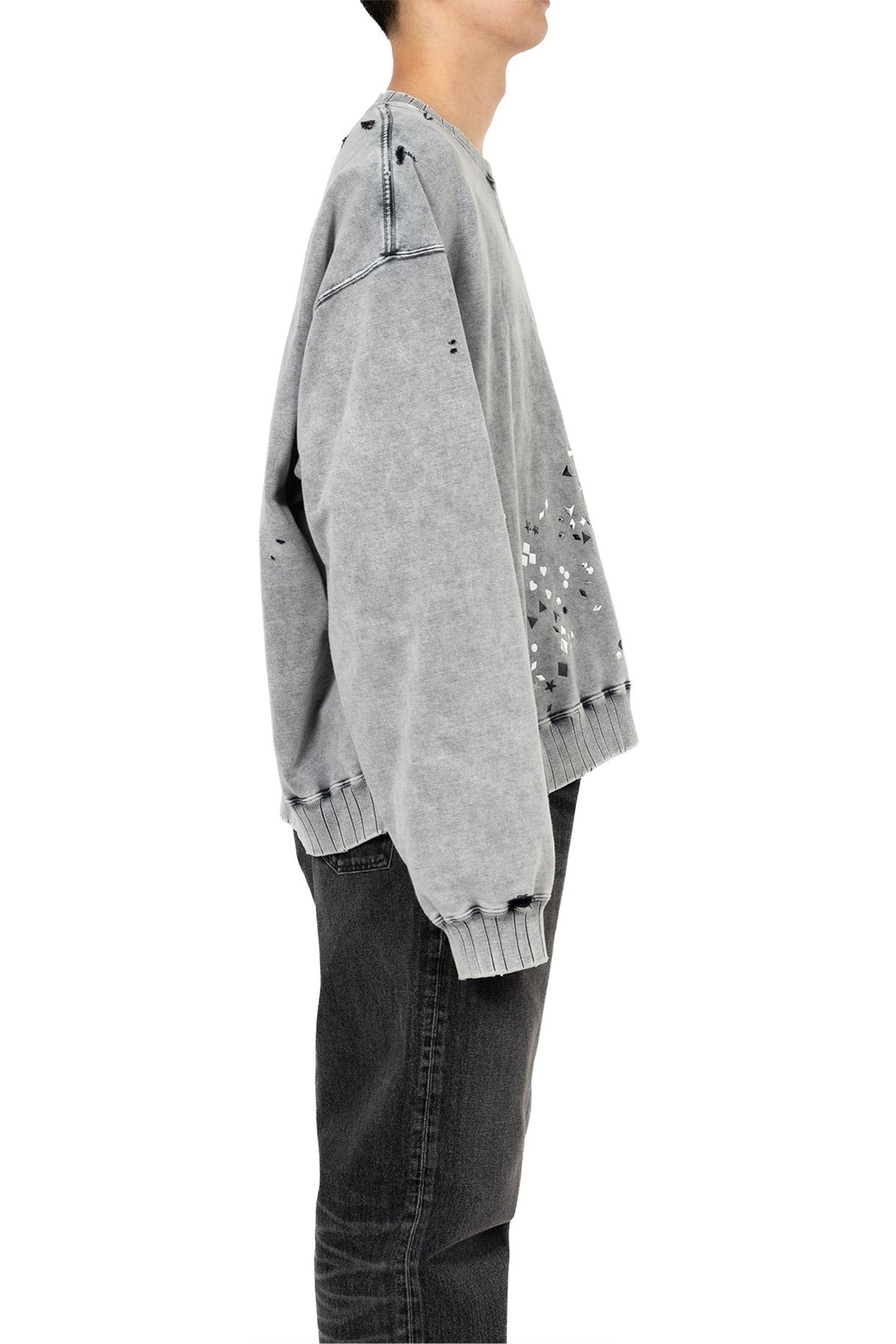 EMBELLISHED BLEACHED PULLOVER