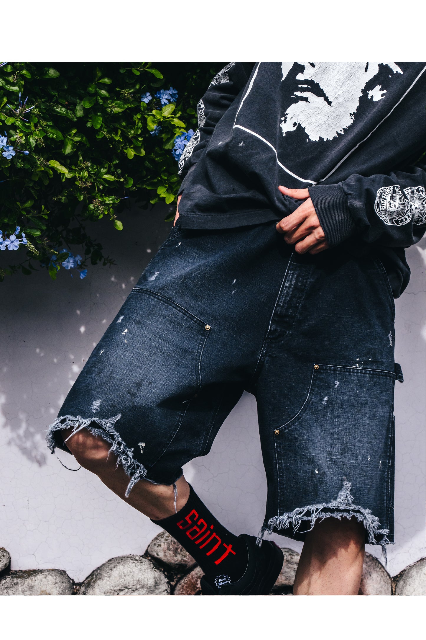 DOUBLE KNEE SHORTS/BLACK