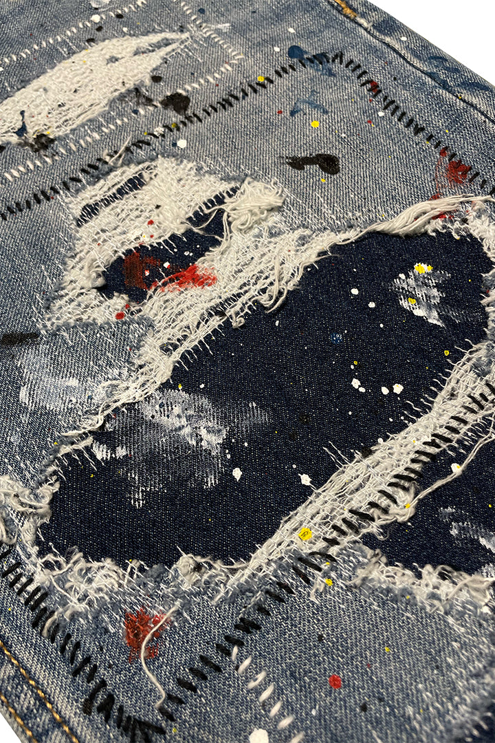 STITCH PAINT DENIM PANTS