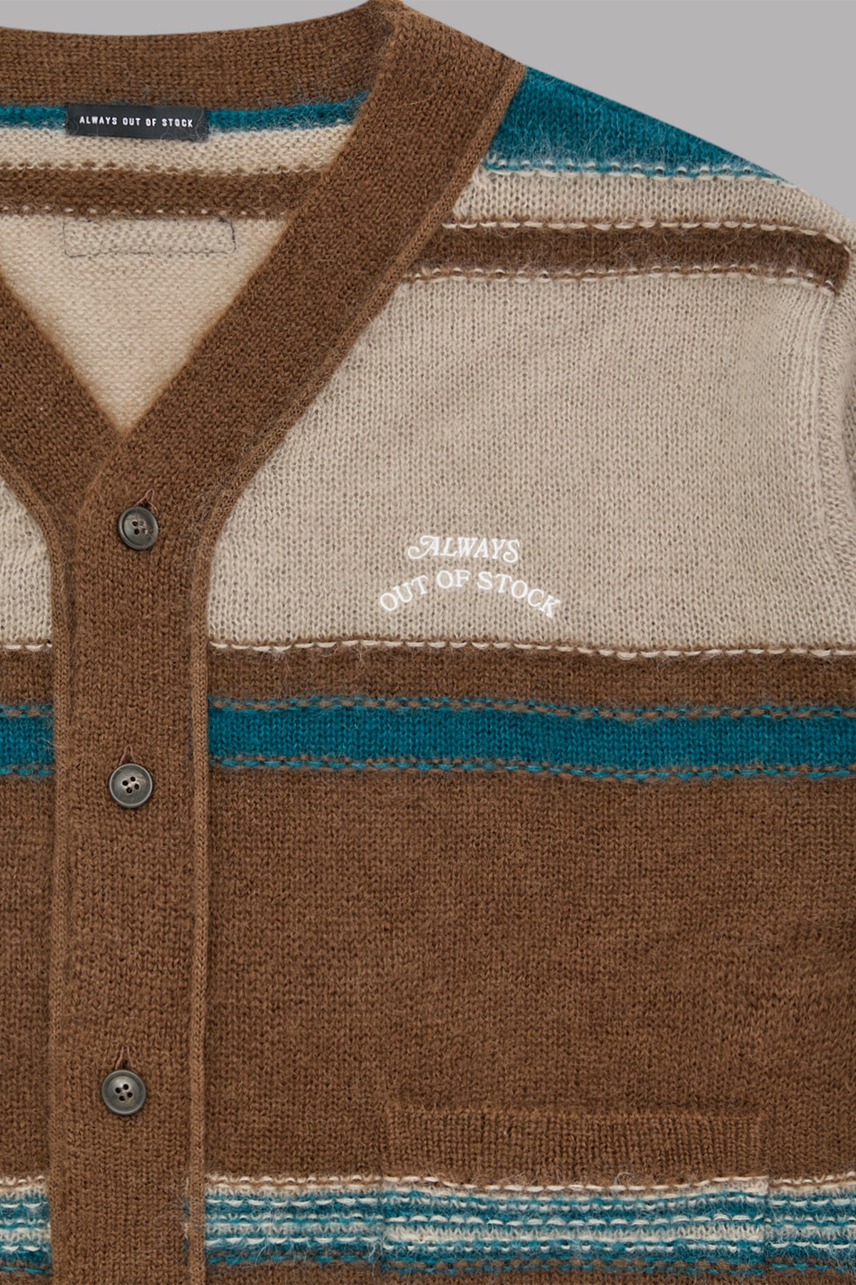 STRIPED KNIT  MOHAIR CARDIGAN