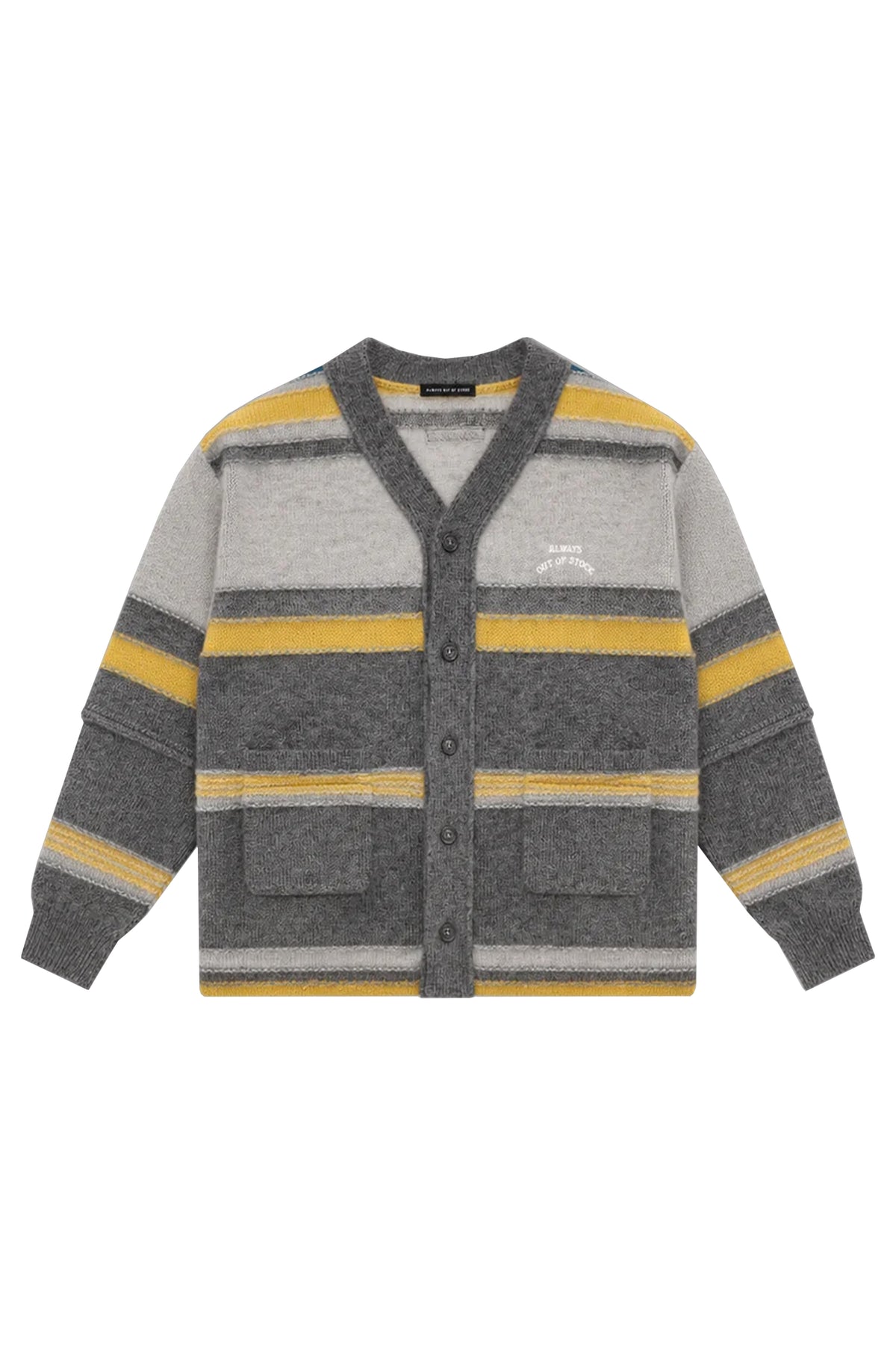 STRIPED KNIT  MOHAIR CARDIGAN