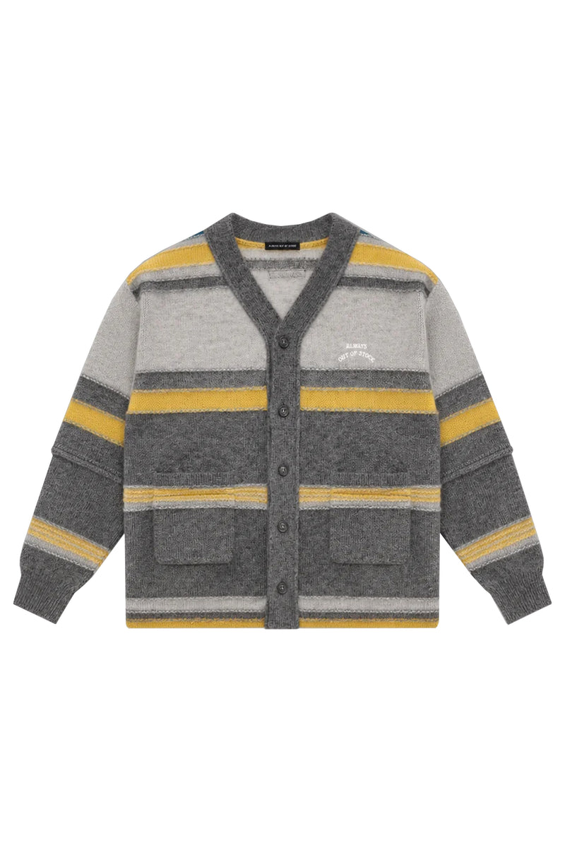 STRIPED KNIT  MOHAIR CARDIGAN