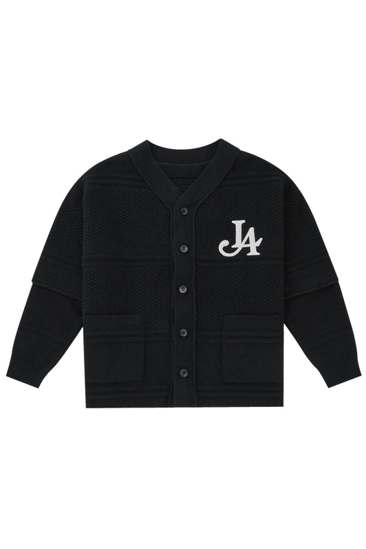 LA LOGO STRIPED CARDIGAN