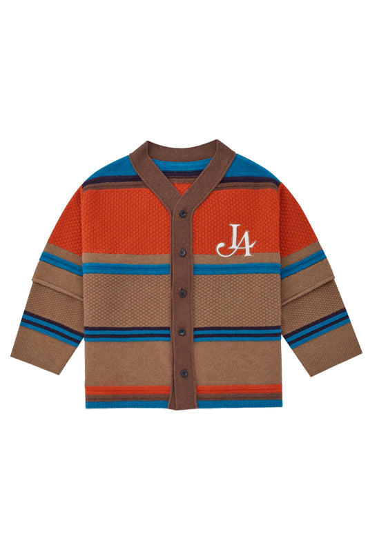LA LOGO STRIPED CARDIGAN