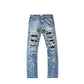DESTROY LEATHER DENIM PANTS