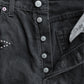 LEATHER STUDS DENIM PANTS
