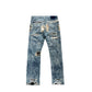 DESTROY LEATHER DENIM PANTS