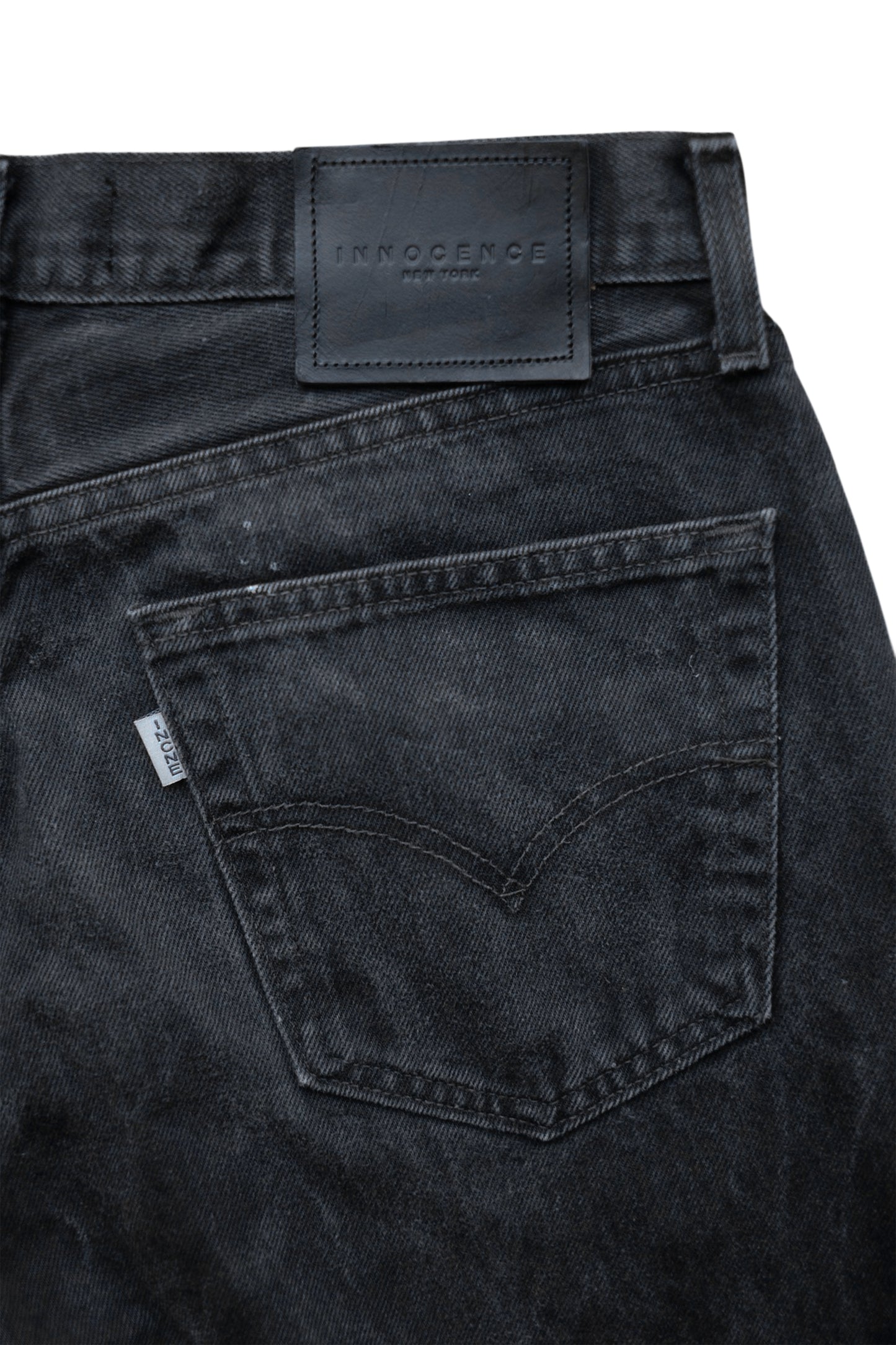 LEATHER STUDS DENIM PANTS