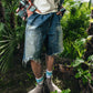 DOUBLE KNEE SHORTS/BLUE