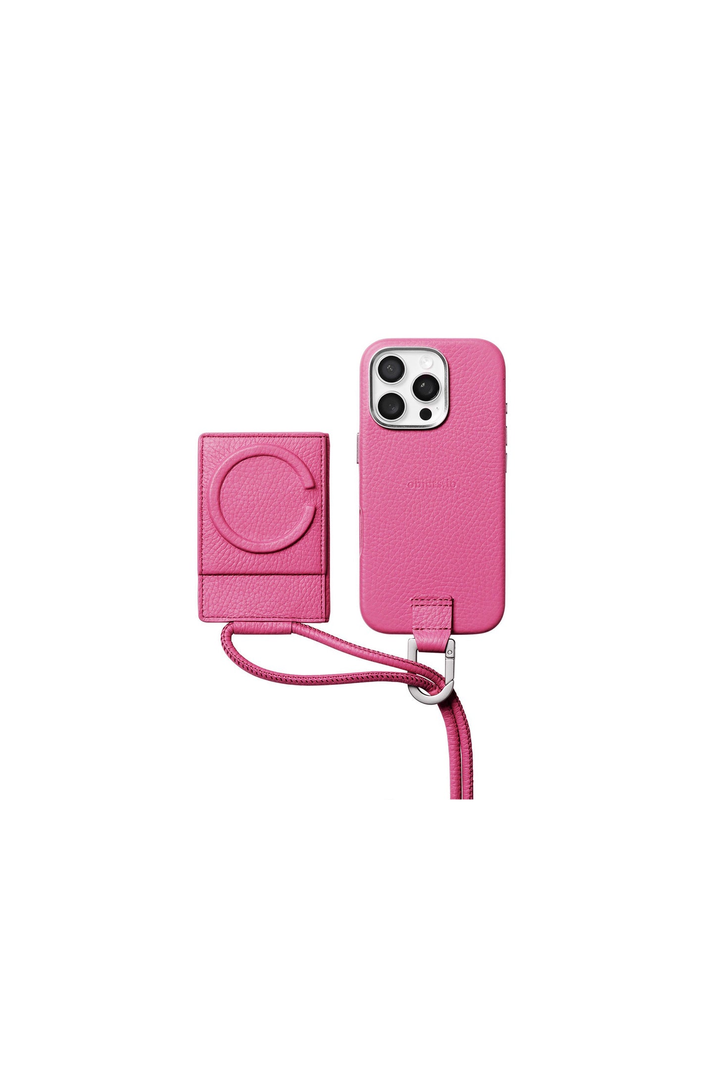 iPhoneアクセサリー-ストラップ付レザーカードケース
