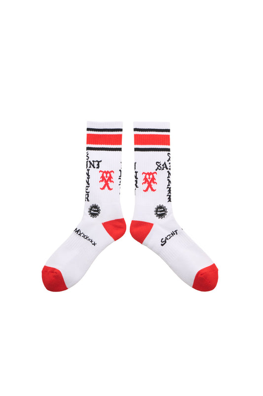 SOCKS/SINNER/WHITE+RED