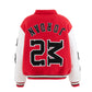 M J SM VARSITY JKT/REDxWHT