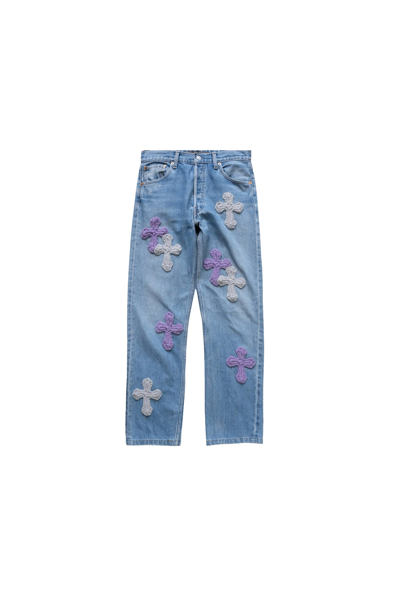 3D cross knit Denim