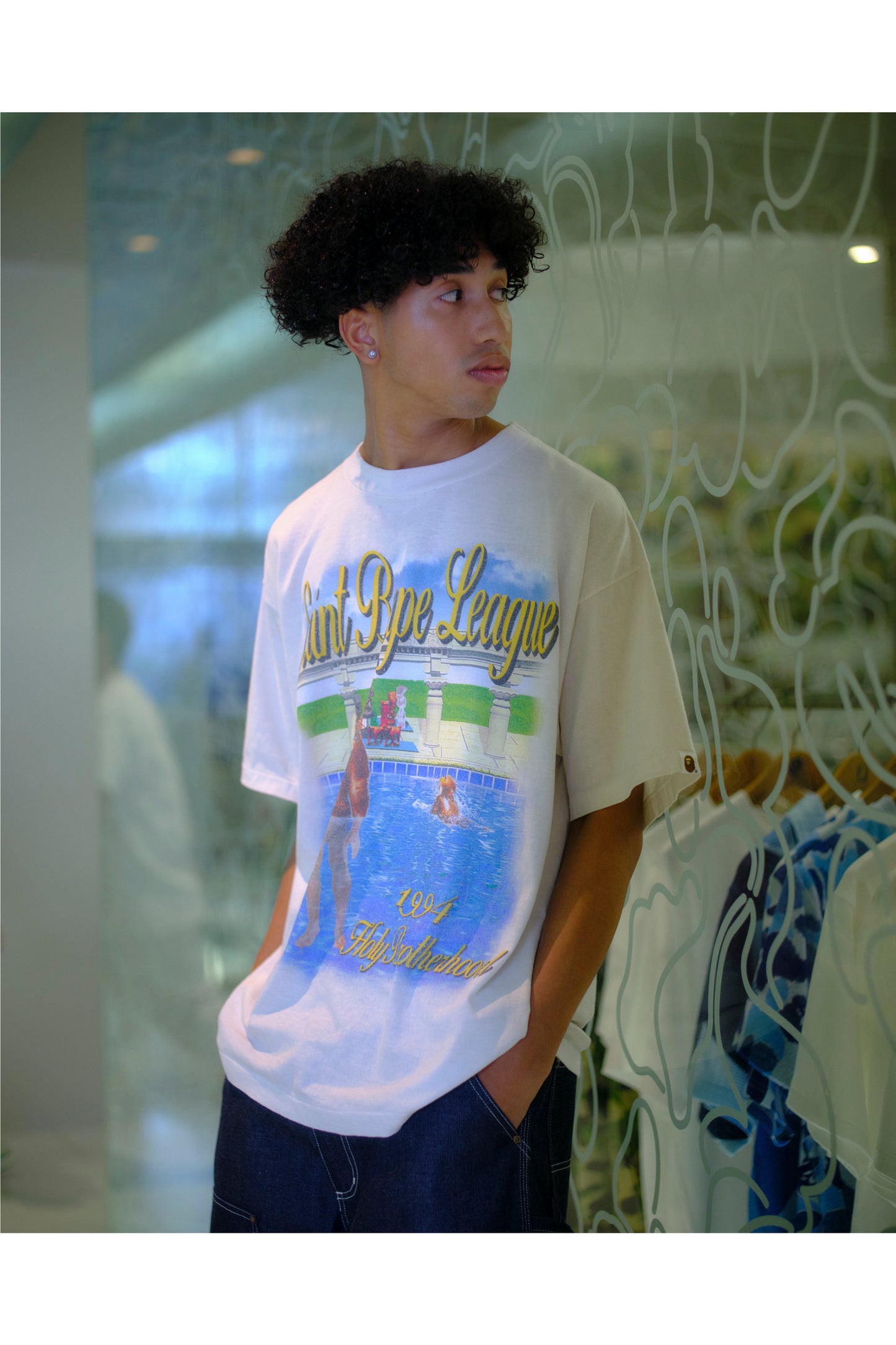 BAPE_SS T-SHIRT/POOL/WHITE