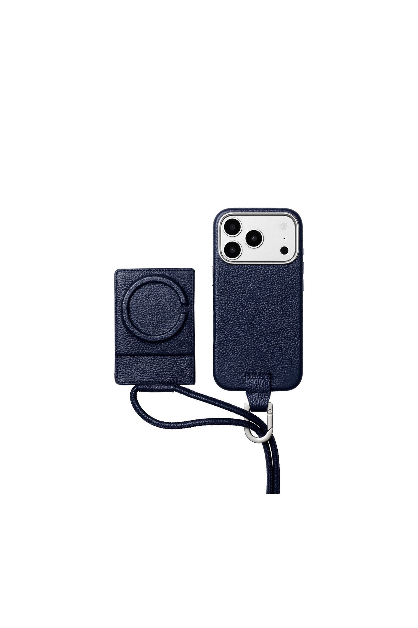 iPhoneアクセサリー-ストラップ付レザーカードケース