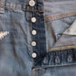 LEATHER STUDS DENIM PANTS