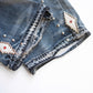 LEATHER STUDS DENIM PANTS
