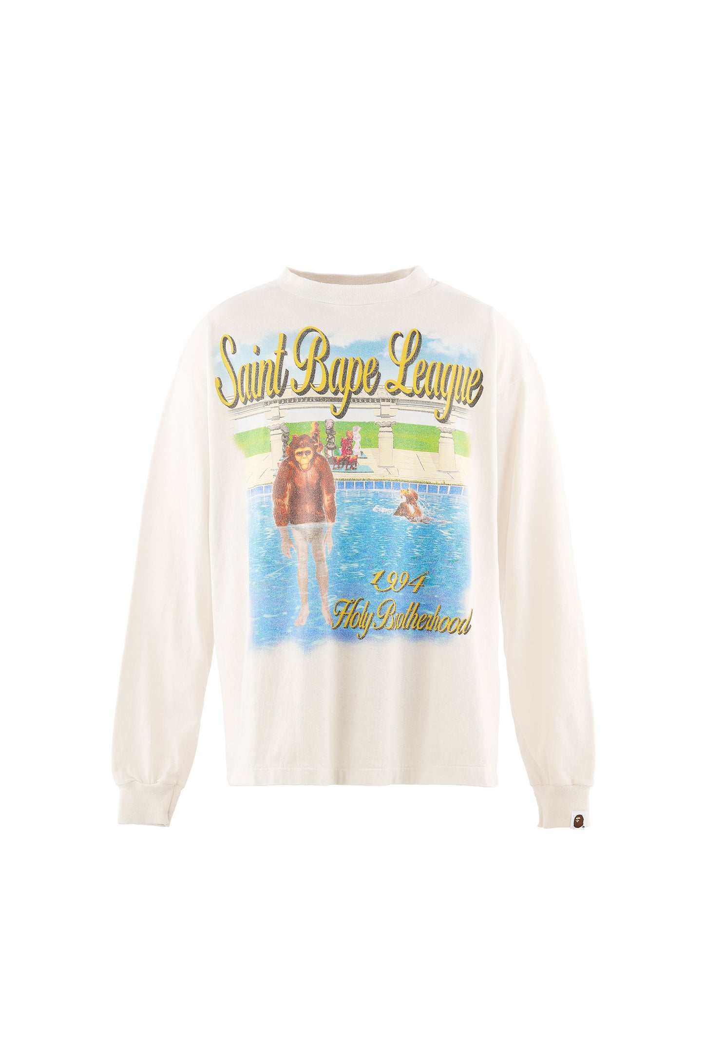 BAPE_LS T-SHIRT/POOL/WHITE