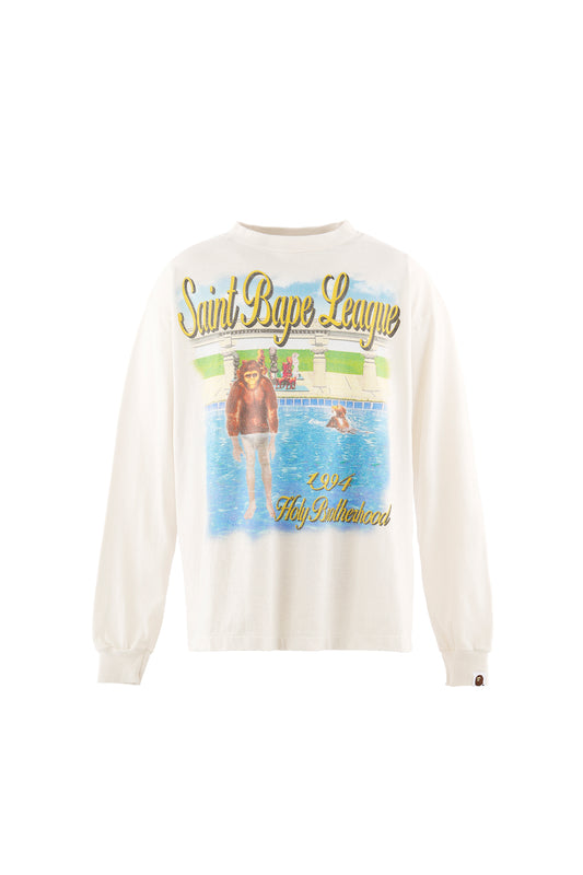 BAPE_LS T-SHIRT/POOL/WHITE