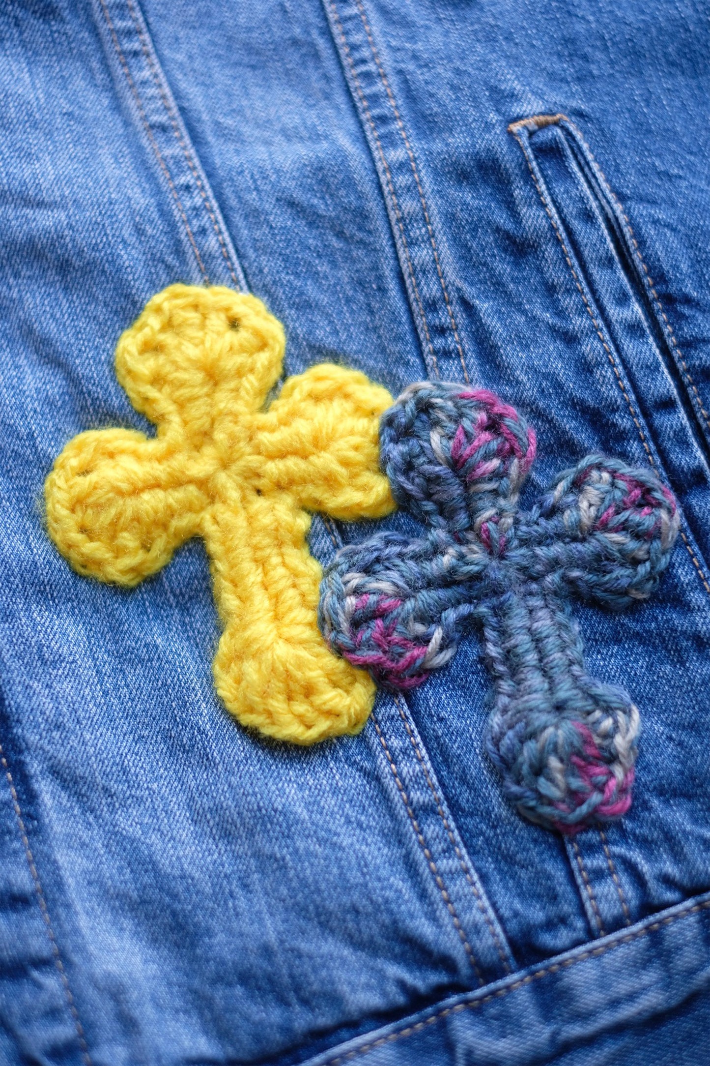 3D cross knit Denim Jacket