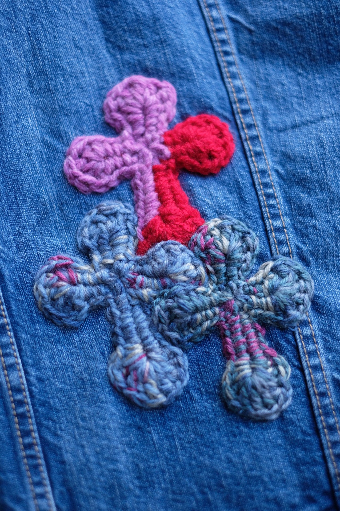 3D cross knit Denim Jacket