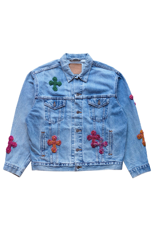 3D cross knit Denim Jacket