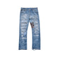 LEATHER PATCH DENIM PANTS