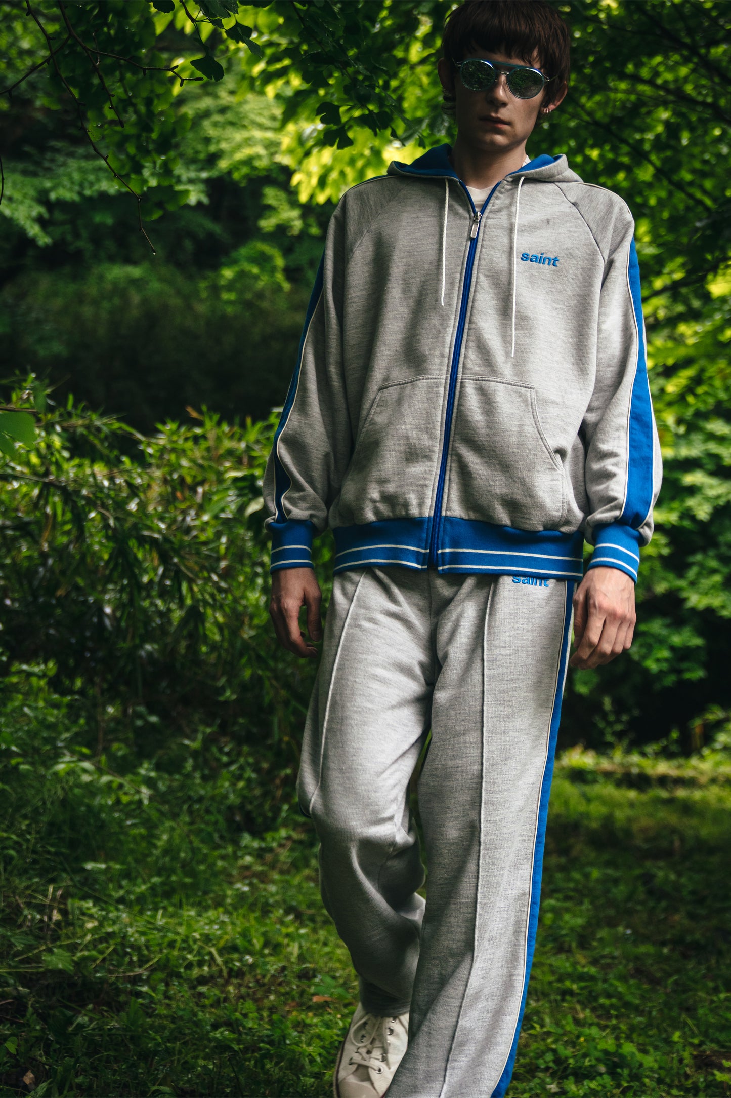 SWEAT PANTS/SIDE LINE/GRAY