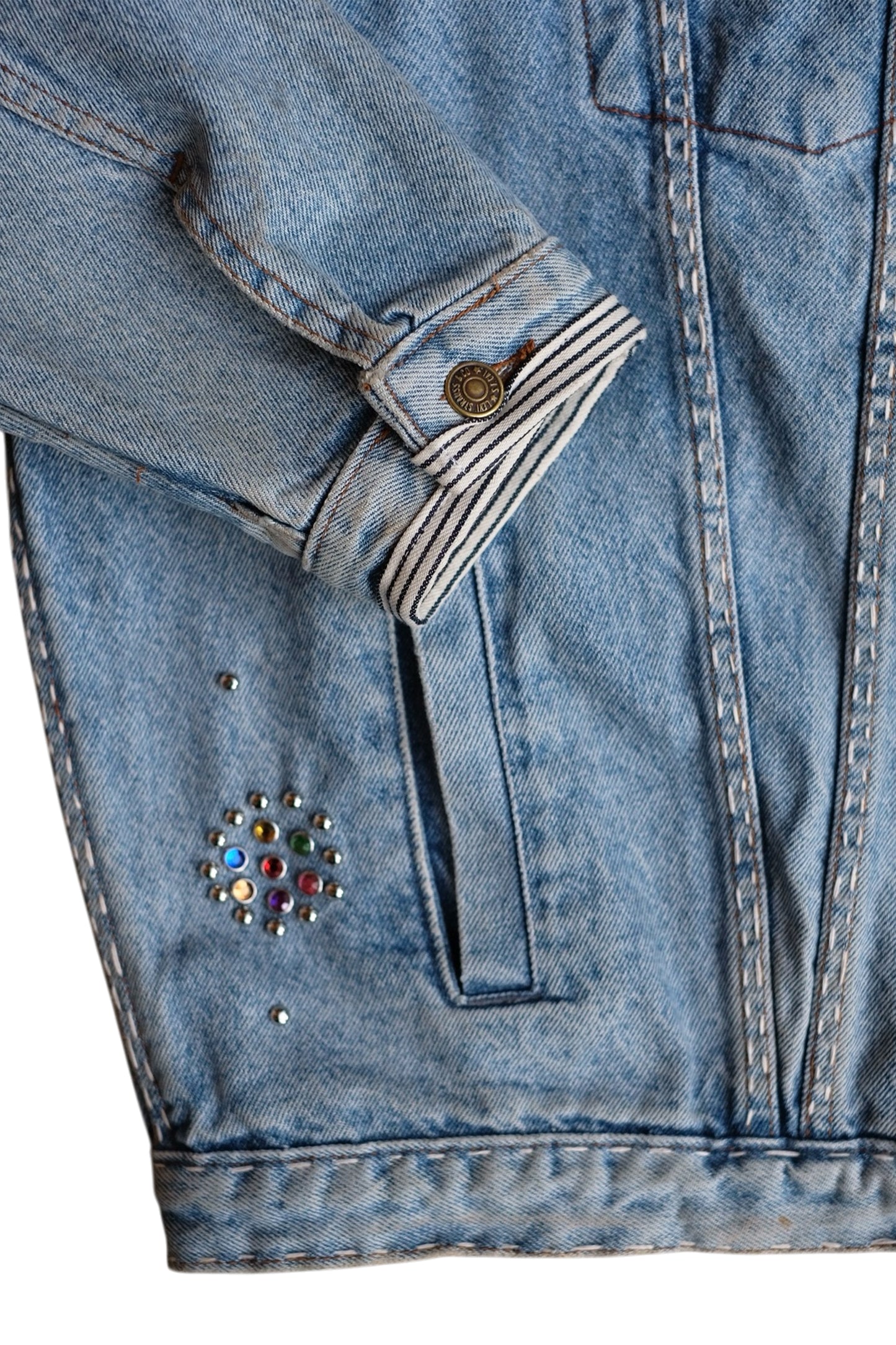 FLOWER STUDS DENIM JACKET